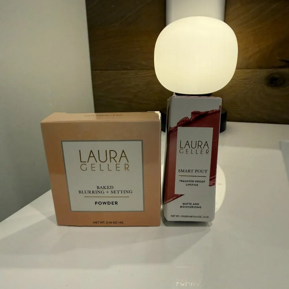 Laura Geller Setting Powder Porcelain Fair + Smart Pout Lipstick Brilliant NEW